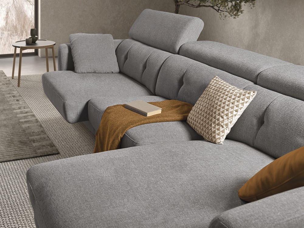 Sofá chaiselongue con asientos fijos, deslizantes o relax Claudia de Bobbio - 2