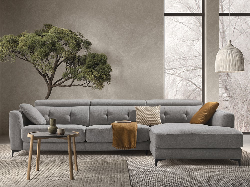 Sofá chaiselongue con asientos fijos, deslizantes o relax Claudia de Bobbio - 1