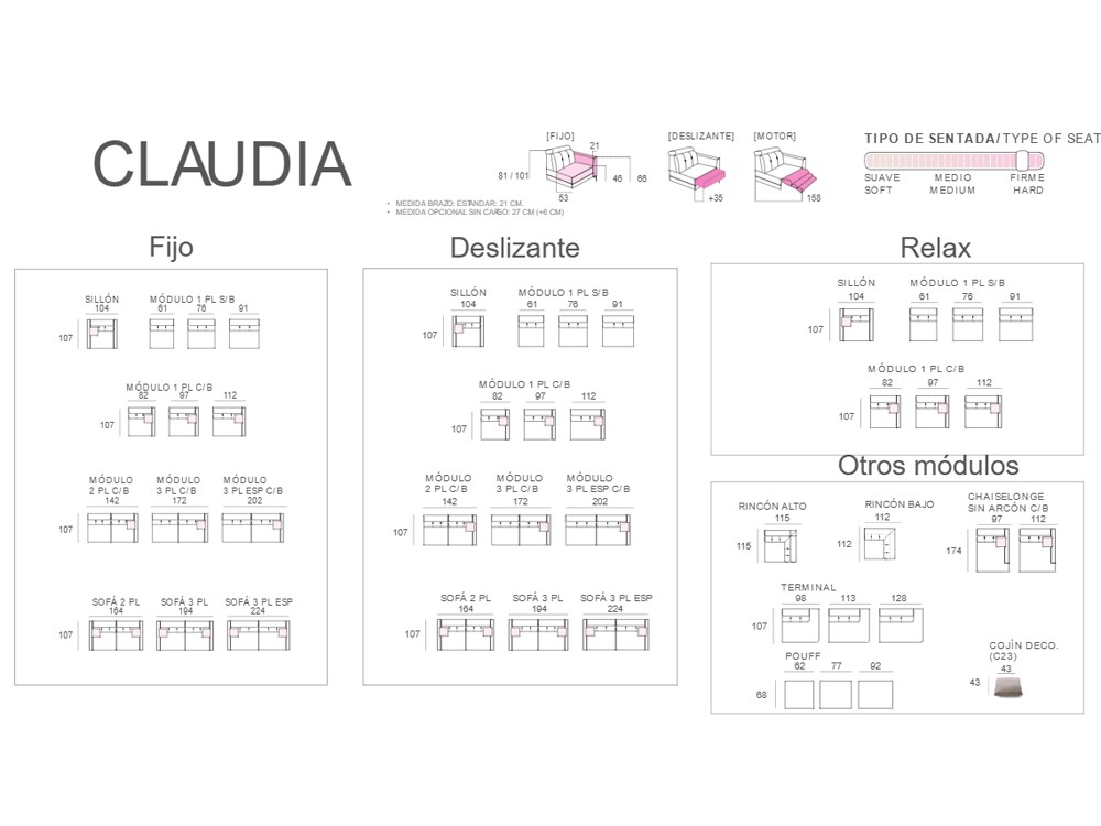 Sofá fijo o deslizante Claudia de Bobbio - 4