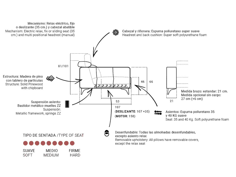 Sofá fijo o deslizante Claudia de Bobbio - 3