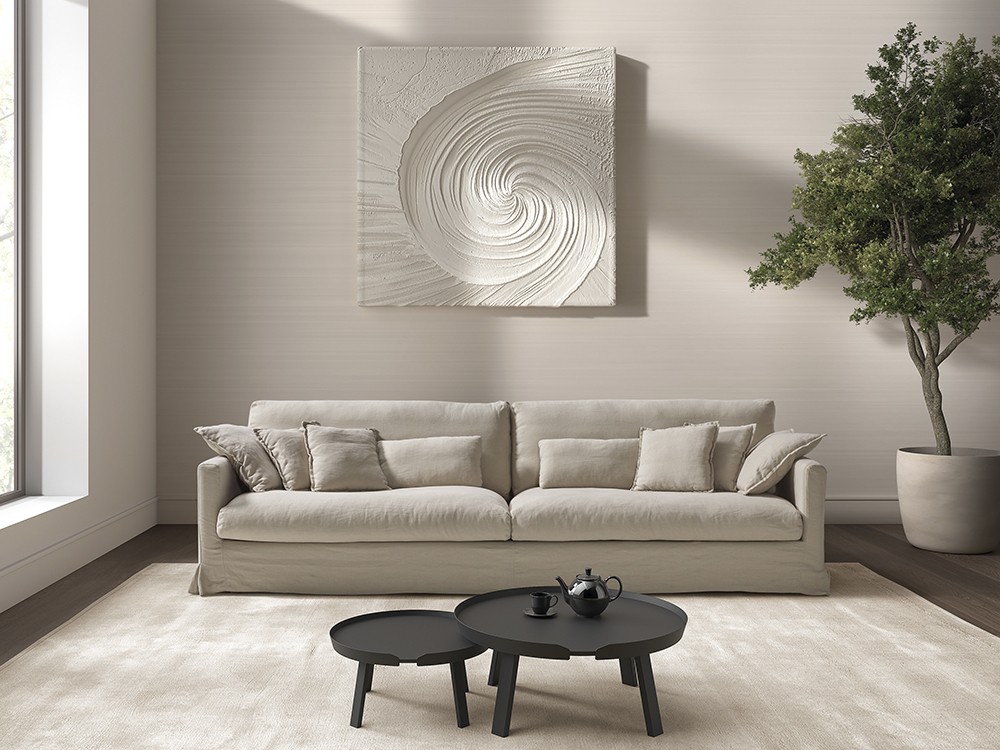 Sofá tapizado en lino Linnen de Bobbio - 2