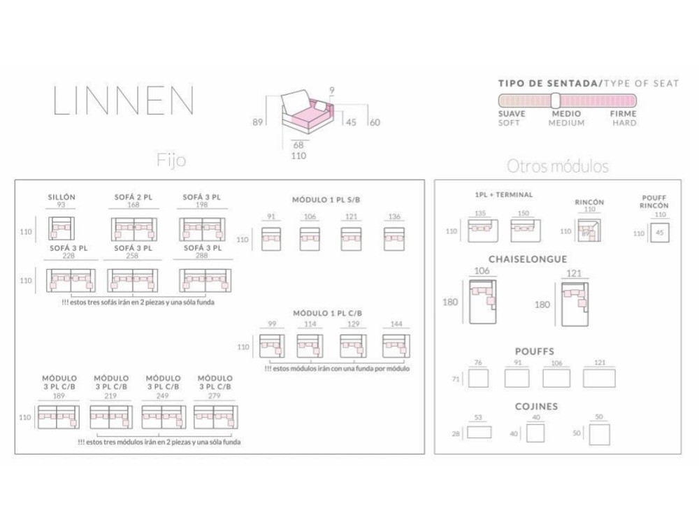 Sofá rinconera tapizado en lino Linnen de Bobbio - 6
