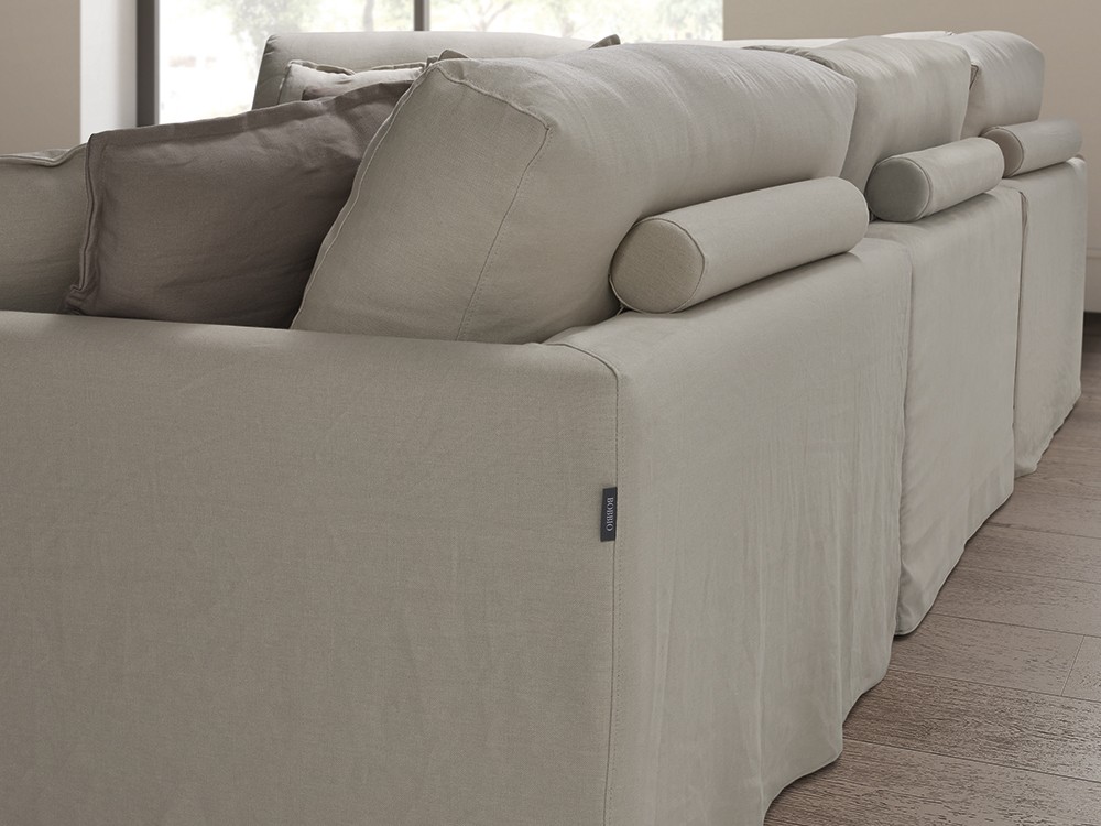 Sofá rinconera tapizado en lino Linnen de Bobbio - 4