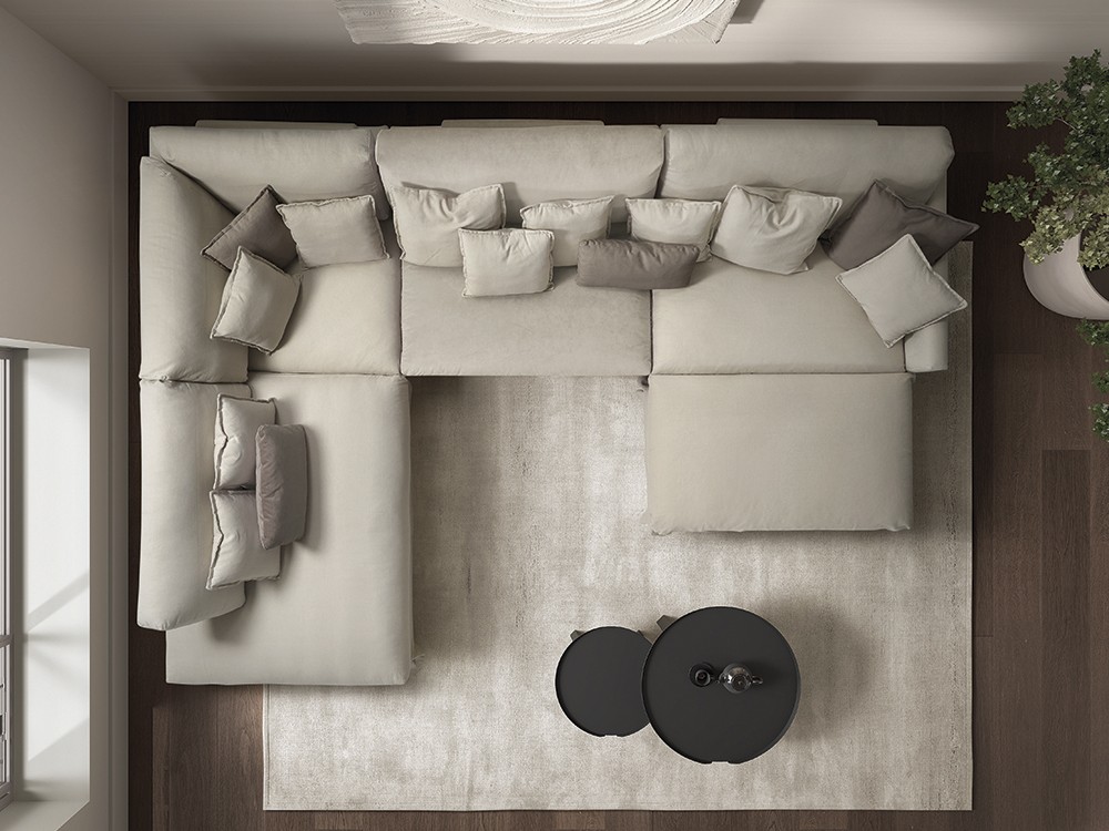 Sofá rinconera tapizado en lino Linnen de Bobbio - 3