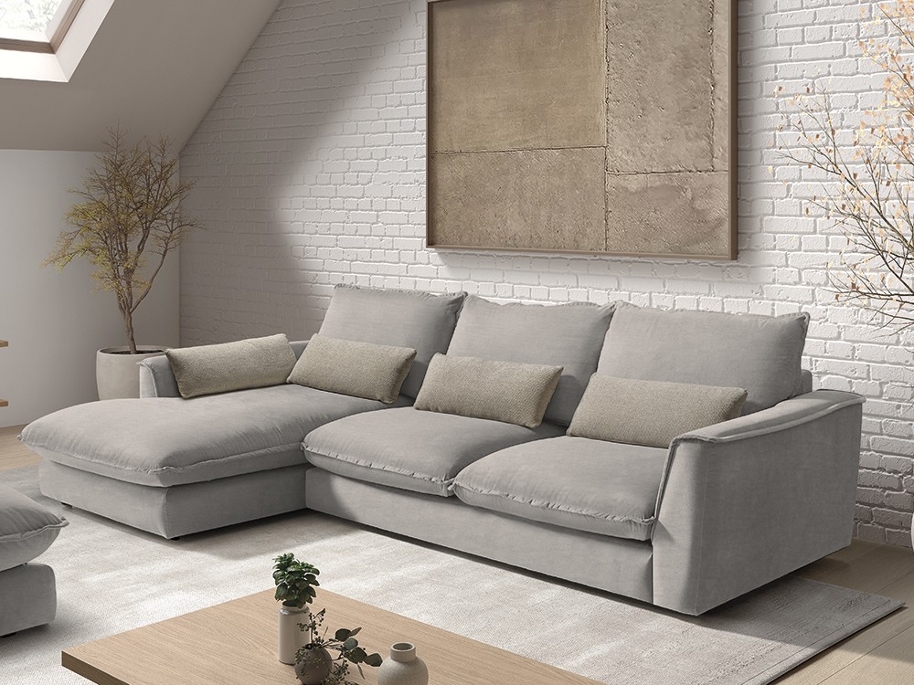 Sofá con chaiselongue tapizado en textil Mauro de Bobbio - 1