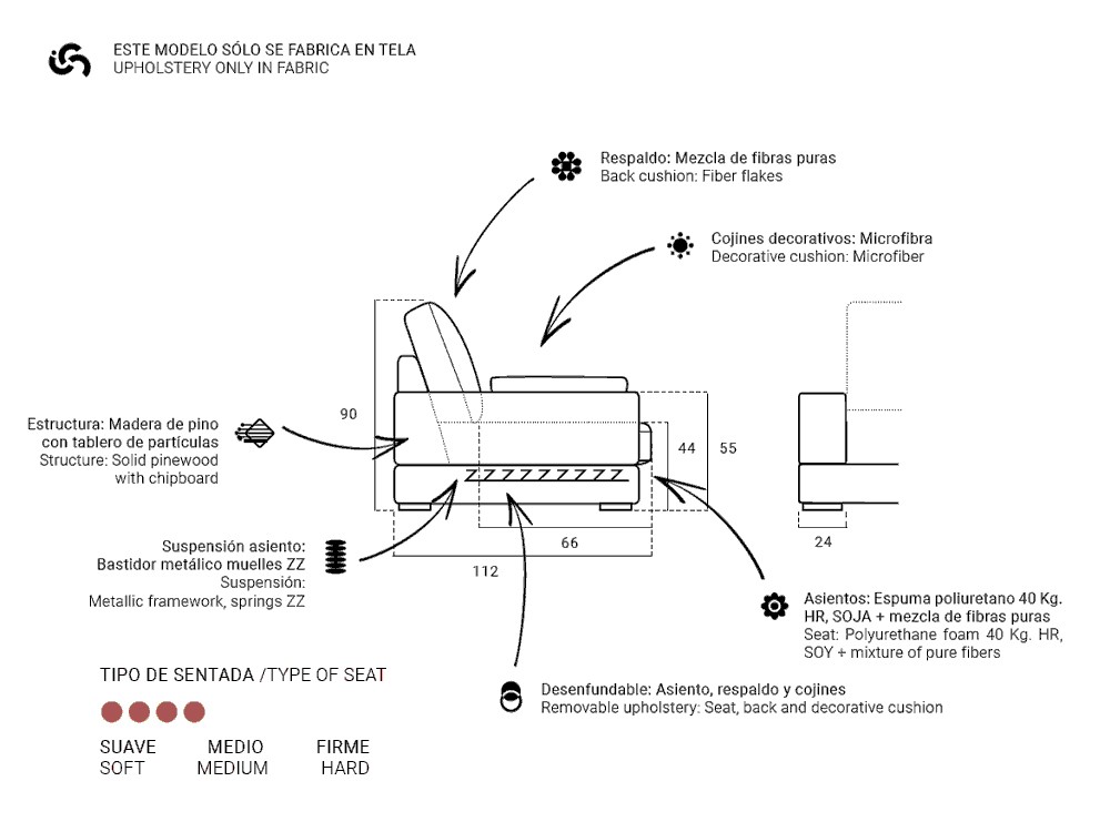 Sofá con chaiselongue Paula de Bobbio - 6