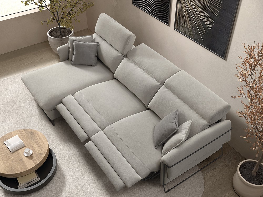 Sofá chaiselongue con asientos fijos, deslizantes o relax Elliot de Bobbio - 2