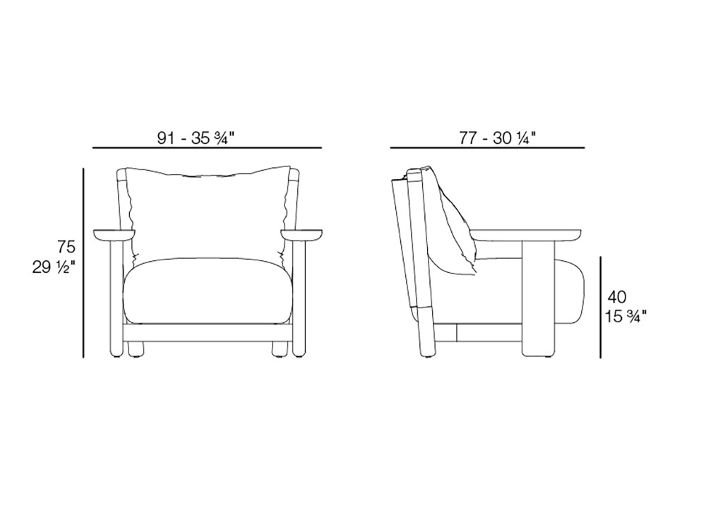 Medidas de la butaca Milos de Vondom
