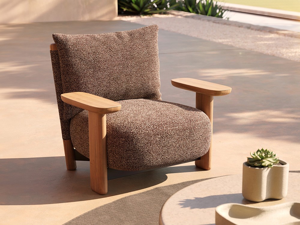 Elegancia natural y confort en exteriores con la butaca Milos de Vondom.