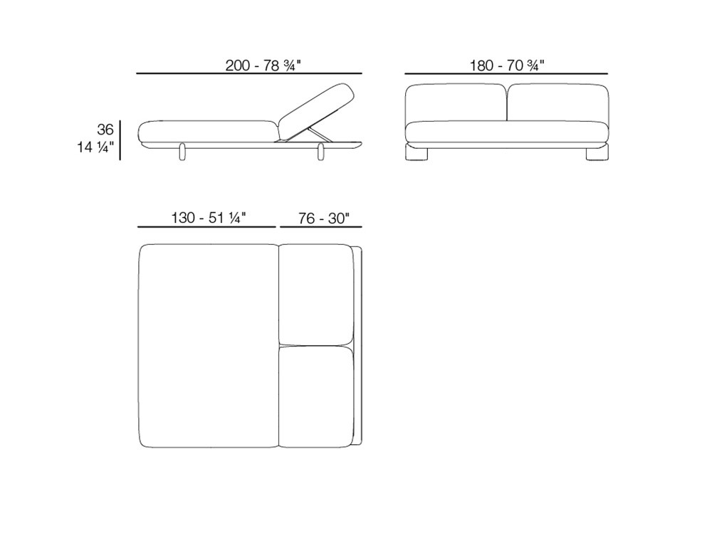Medidas de la daybed Milos de Vondom