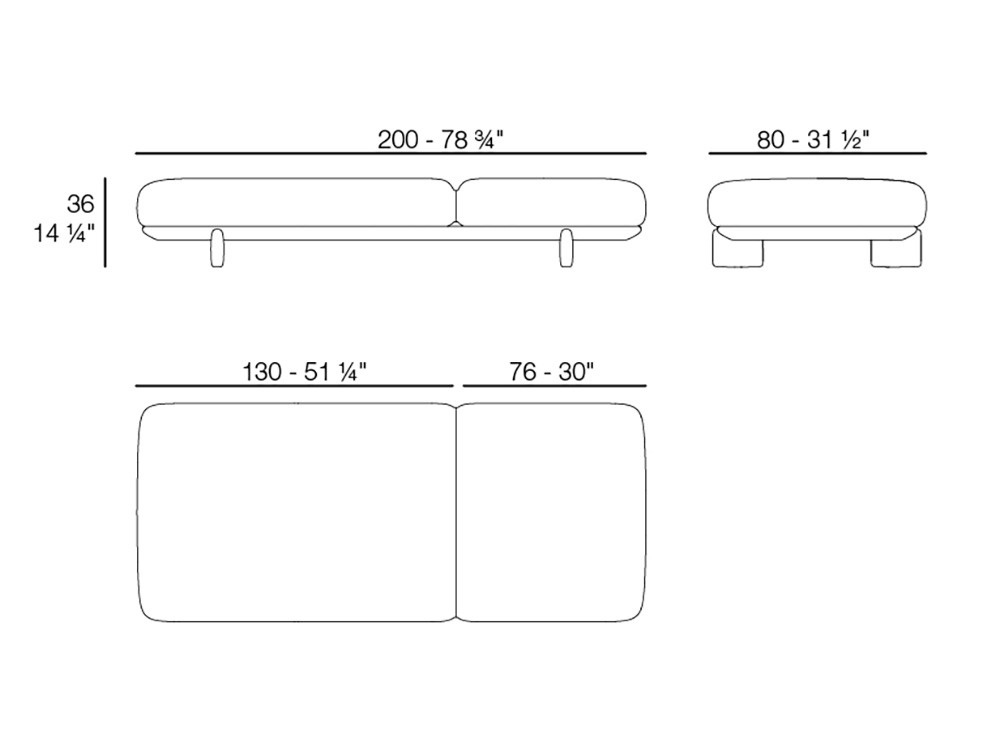 Medidas de la tumbona reclinable Milos de Vondom