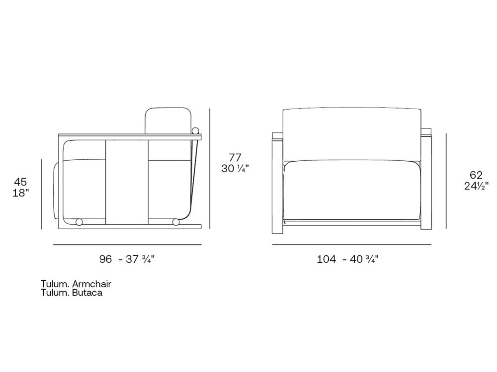 Medidas del sillón Tulum para terraza o jardín de Vondom