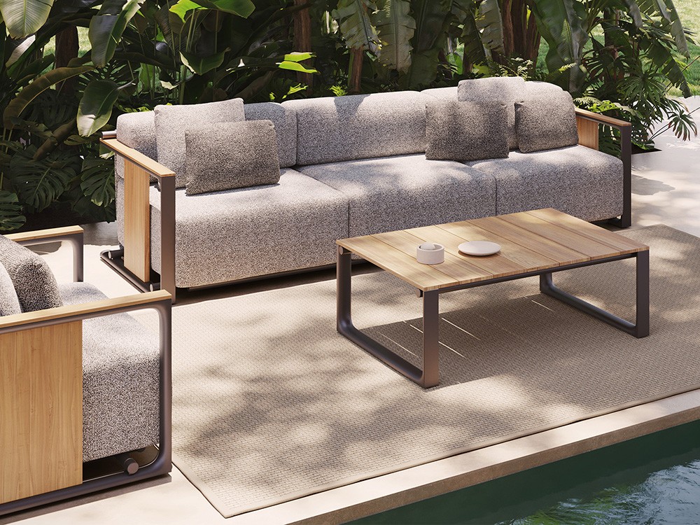 Diseño de Eugeni Quitllet: sofá Tulum de Vondom, dos o tres plazas con estructura sólida y estética natural.