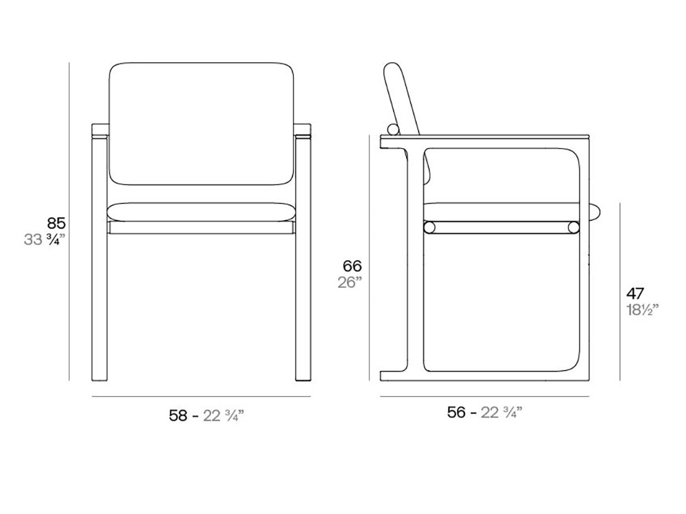 Medidas de la silla de comedor exterior Tulum de Vondom
