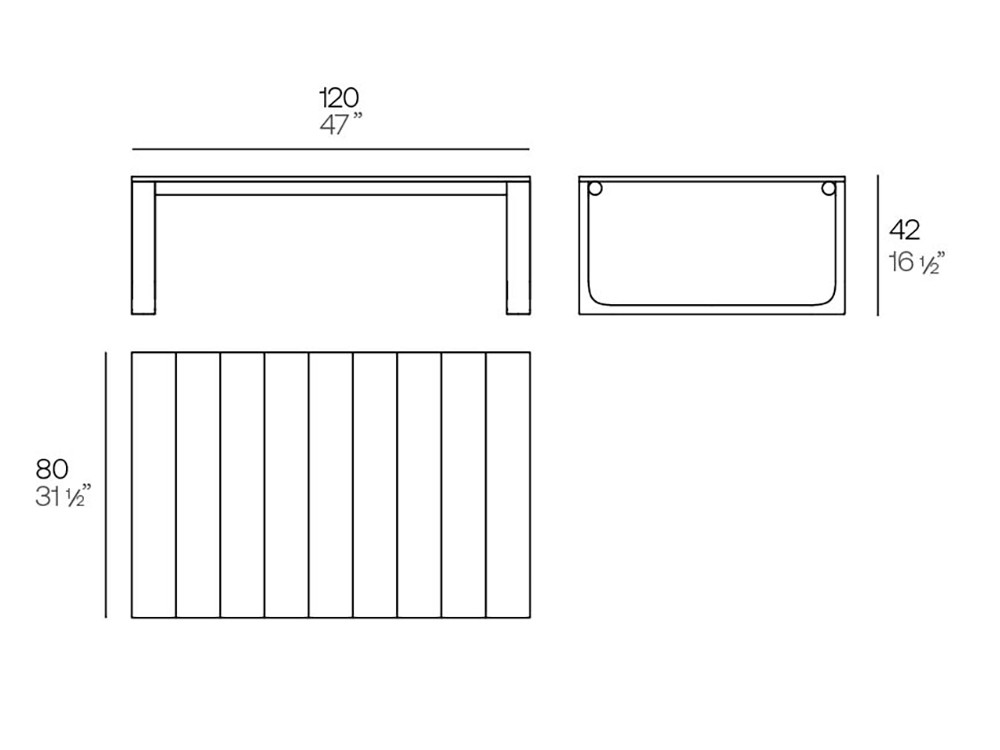 Medidas de la mesa de centro Tulum de Vondom
