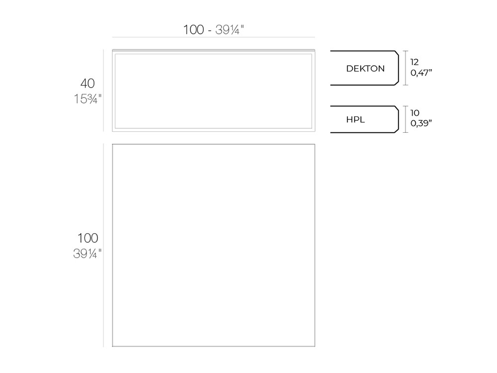 Medidas de la mesa de centro de aluminio y hpl Suave de Vondom