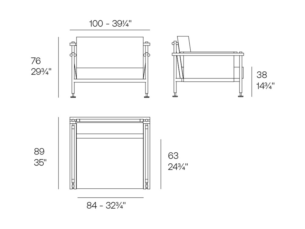Medidas del sillón para exterior Hamptons de Vondom