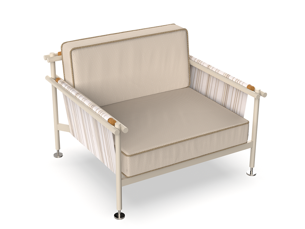 Sillón de jardín Hamptons, diseño elegante y relajado con acabados de alta gama y estética inspirada en el estilo costero.