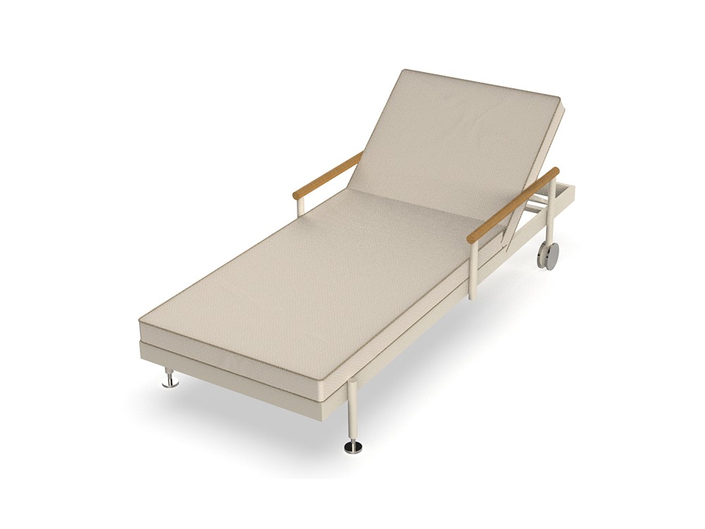 Tumbona exterior Hamptons, respaldo ajustable y estructura móvil. Diseño sofisticado y materiales premium para exteriores.