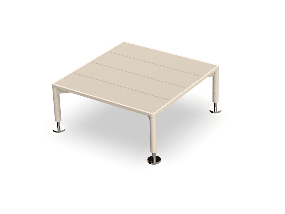 Mesa auxiliar Hamptons de Vondom, con sobre en HPL y base de aluminio. Diseño refinado para exteriores.