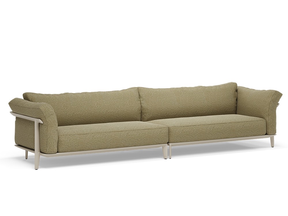 Sofá modular Pasadena de Vondom, personalizable en acabados. Elegancia arquitectónica y confort para exteriores.