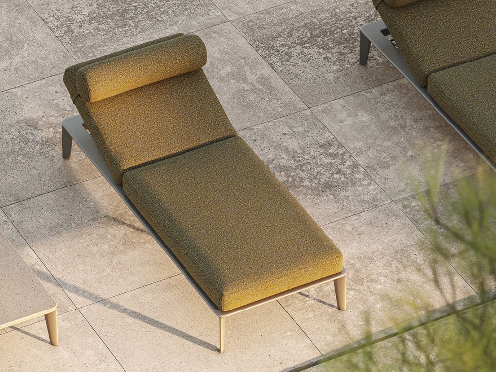 Vondom Pasadena: tumbona reclinable con diseño arquitectónico y confort envolvente.