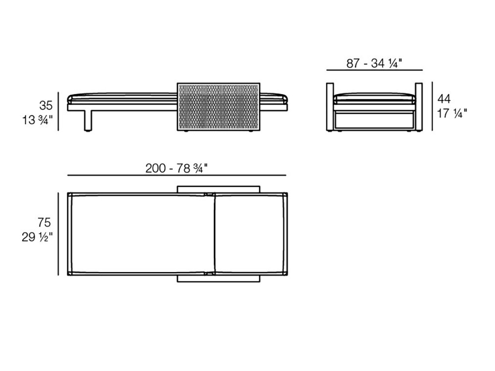 Medidas de la tumbona reclinable The Factory de Vondom