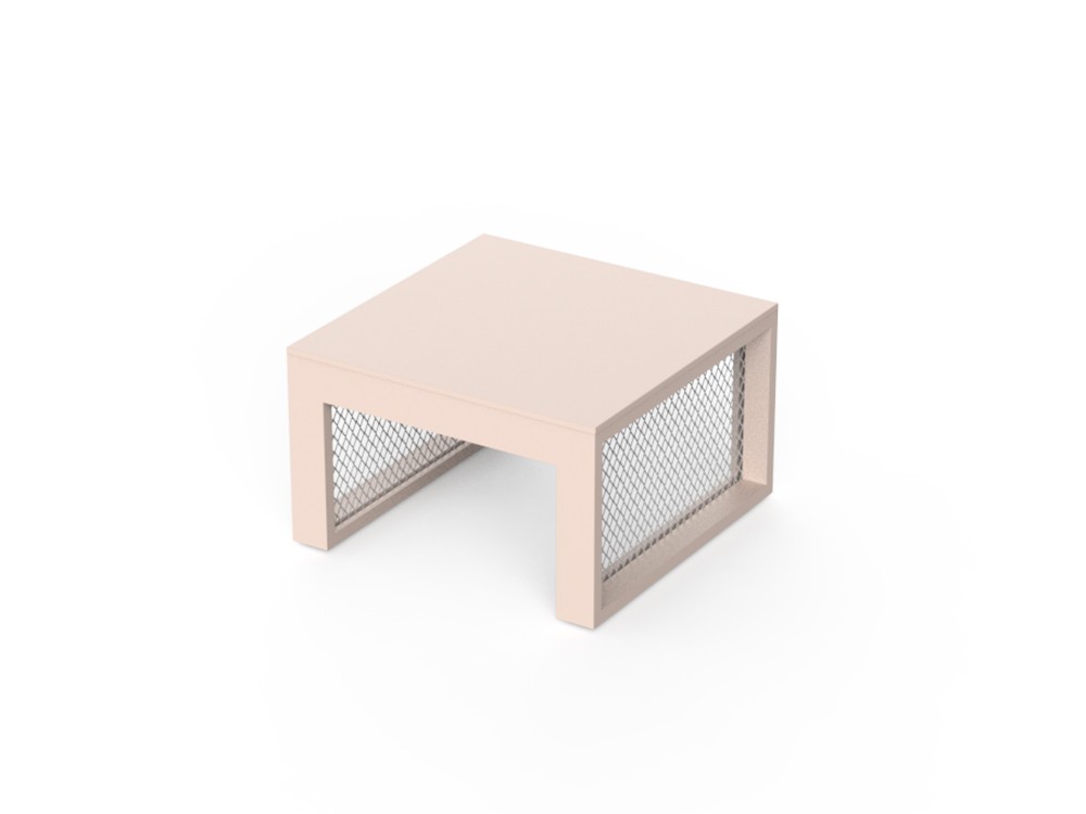 Mesa exterior The Factory, estructura de aluminio y sobre HPL. Durabilidad y estilo industrial.