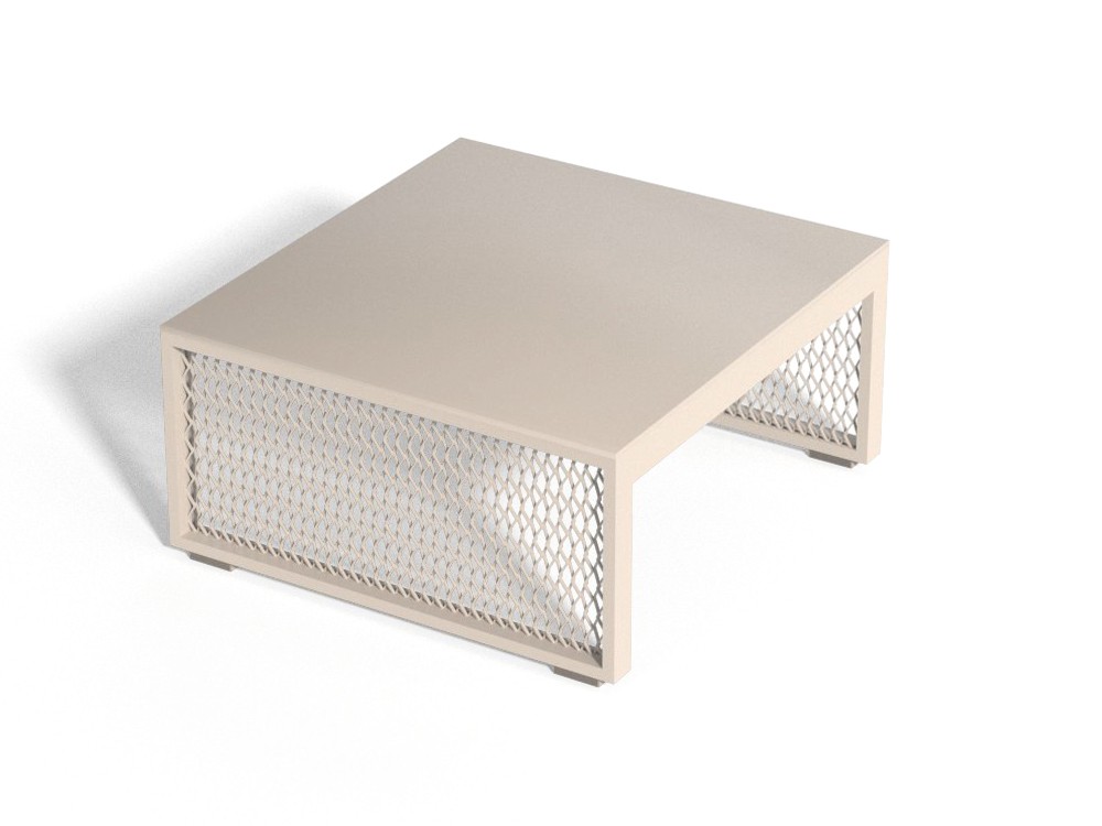 Mesa baja de exterior The Factory, ideal como centro o auxiliar. Acabados premium y diseño funcional.