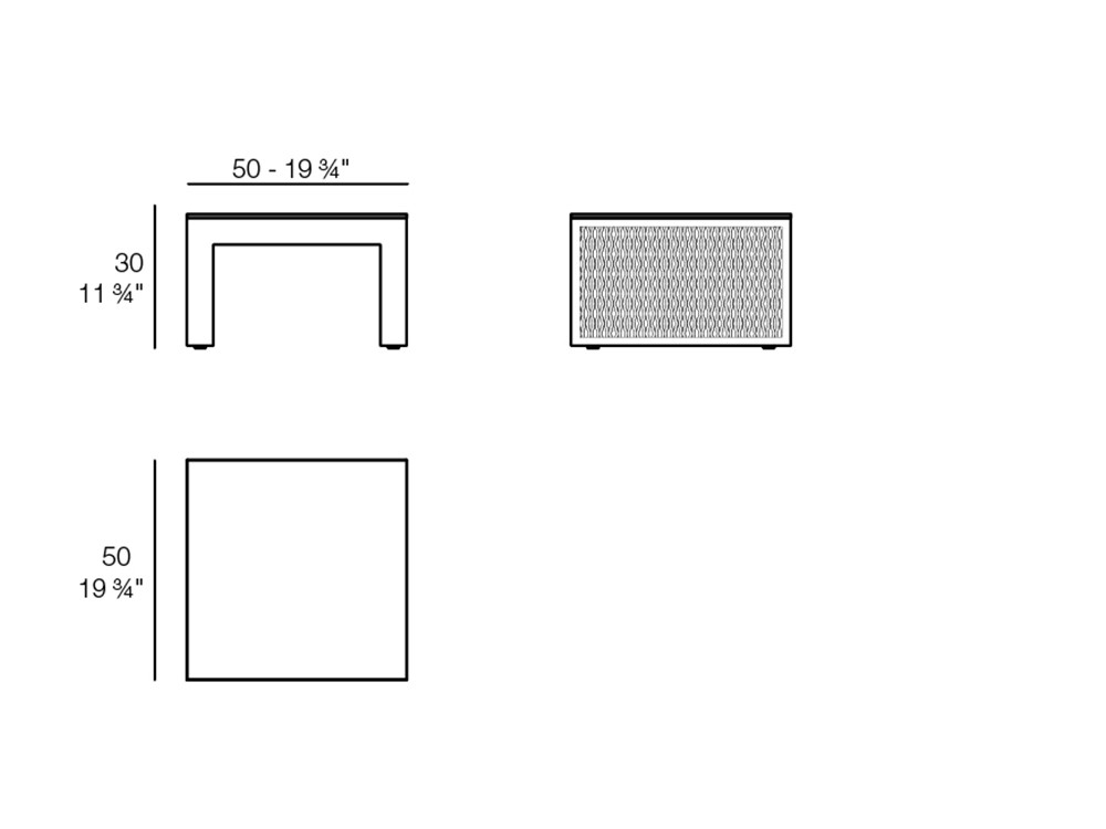 Medidas de la mesa auxiliar The Factory de Vondom