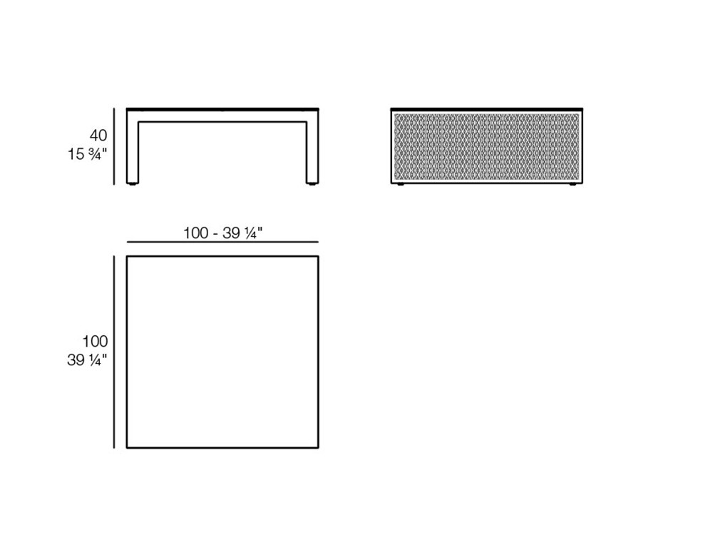 Medidas de la mesa de centro cuadrada The Factory de Vondom