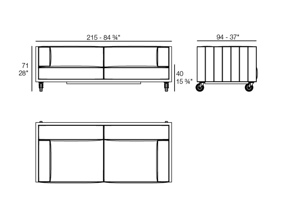 Medidas del sofá de 2 plazas Vineyard de Vondom