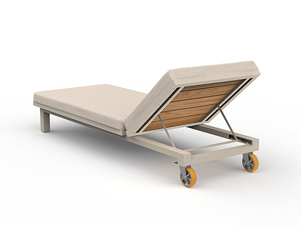 Vineyard tumbona de aluminio y madera de teca con ruedas