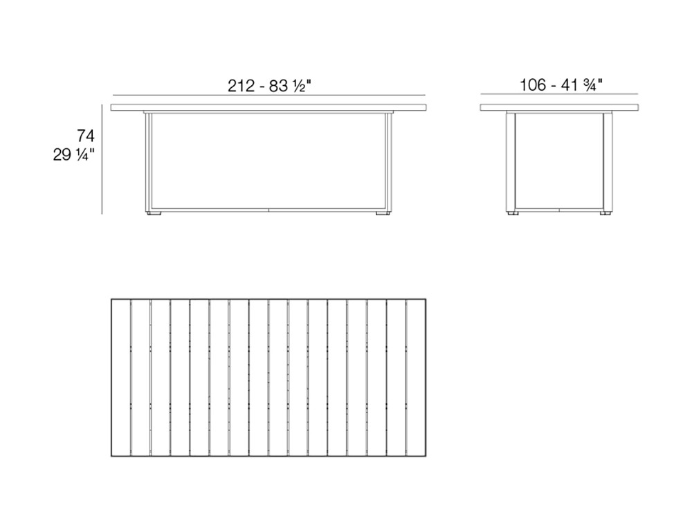 Medidas Vineyard mesa de comedor para terraza o jardín con patas