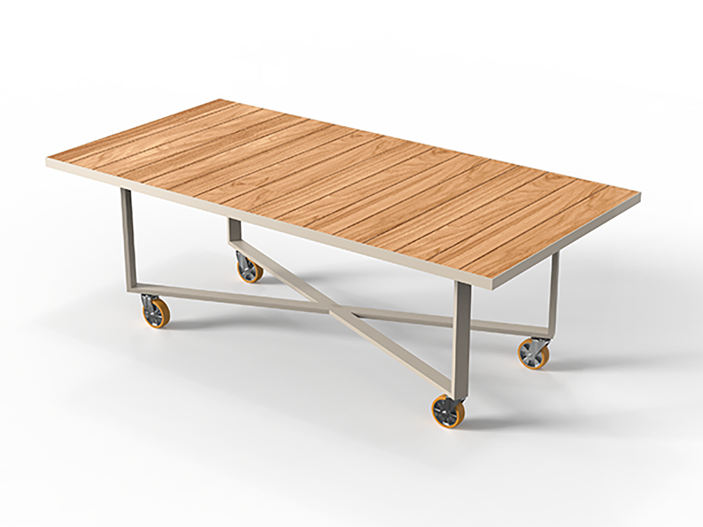 Mesa Vineyard para comedor de terraza o jardín con ruedas para facilitar el desplazamiento de Vondom