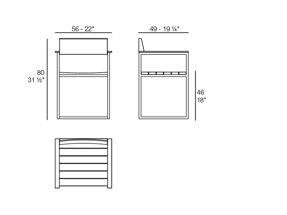 Medidas de la silla de comedor Vineyard de Vondom