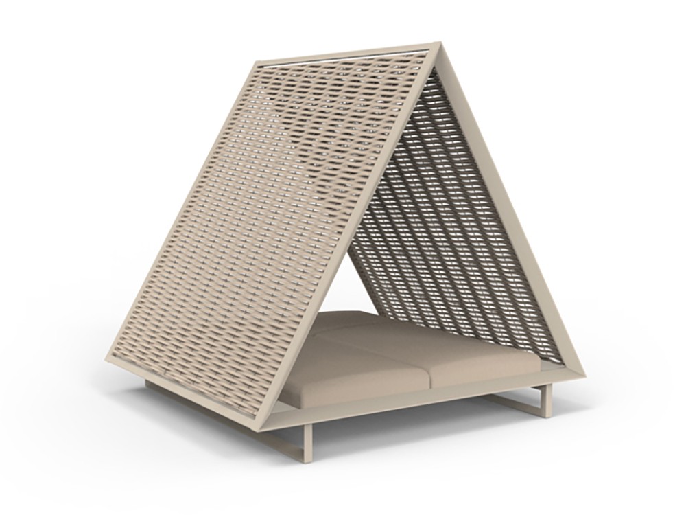 Vineyard Daybed con estructura de aluminio y cubierta de cuerda trenzada