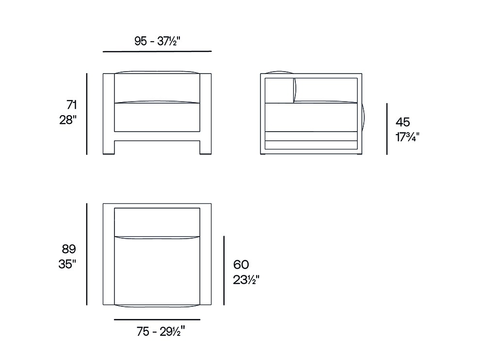 Medidas del sillón para exterior Posidonia de Vondom