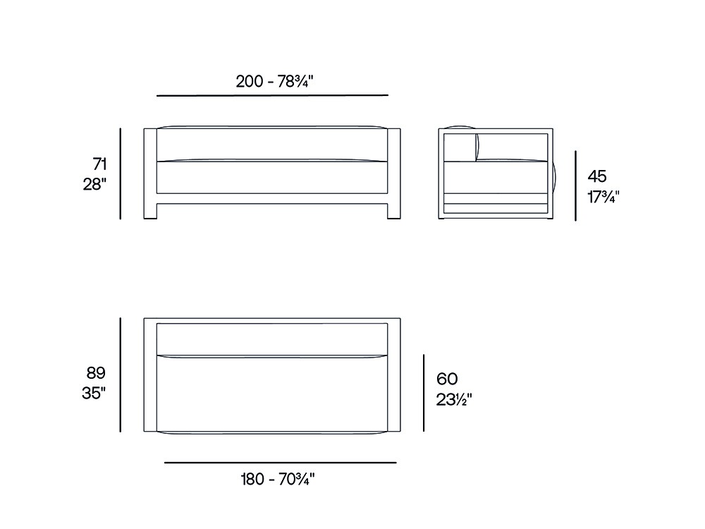 Medidas del sofá para terraza o jardín Posidonia de Vondom