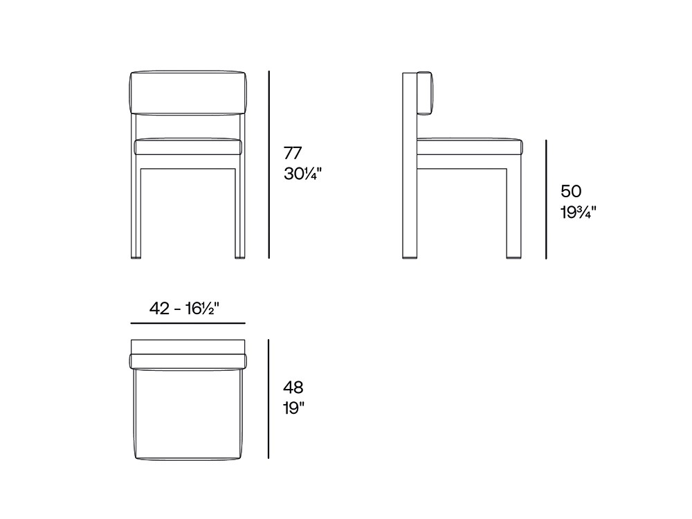 Medidas de la silla Posidonia para comedor exterior de Vondom