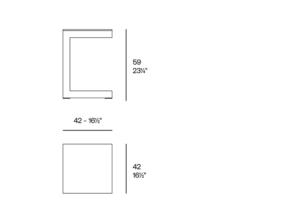 Medidas de la mesa auxiliar C de la colección Posidonia de Vondom