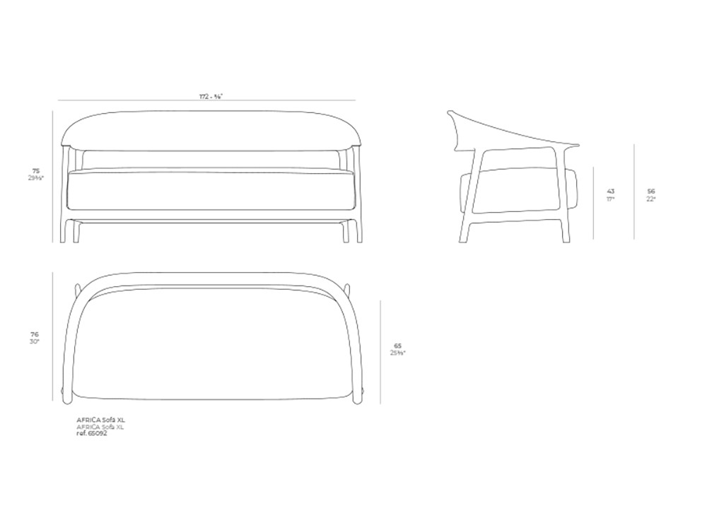 medidas del sofá XL África de Vondom