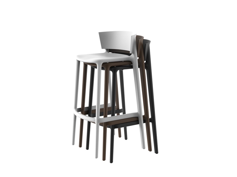 Taburete apilable de polipropileno África de Vondom