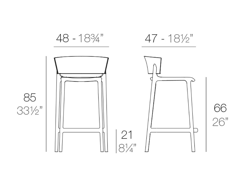 medidas del taburete África de Vondom