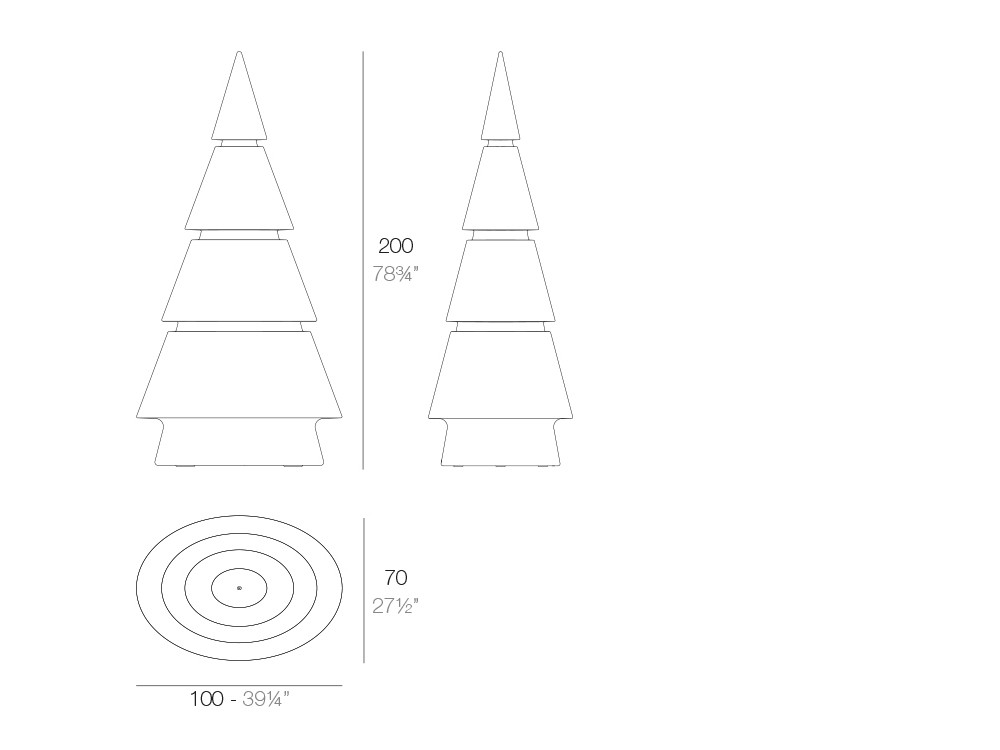 Medidas de la lámpara de resina de polietileno Forest de Vondom