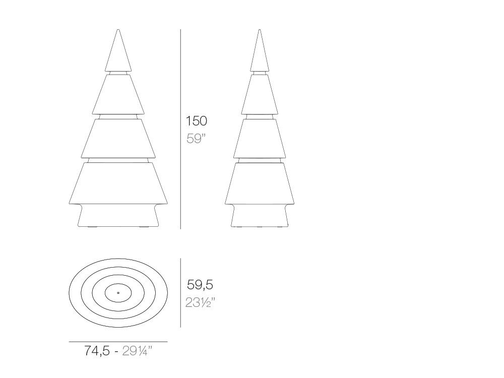 Medidas de la lámpara para interior o exterior Forest de Vondom