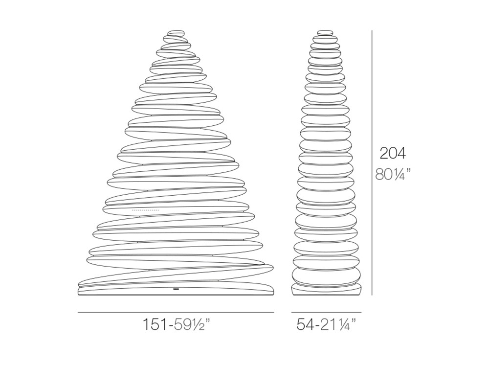 Medidas de la lámpara Chrismy de 200cm de altura de Vondom