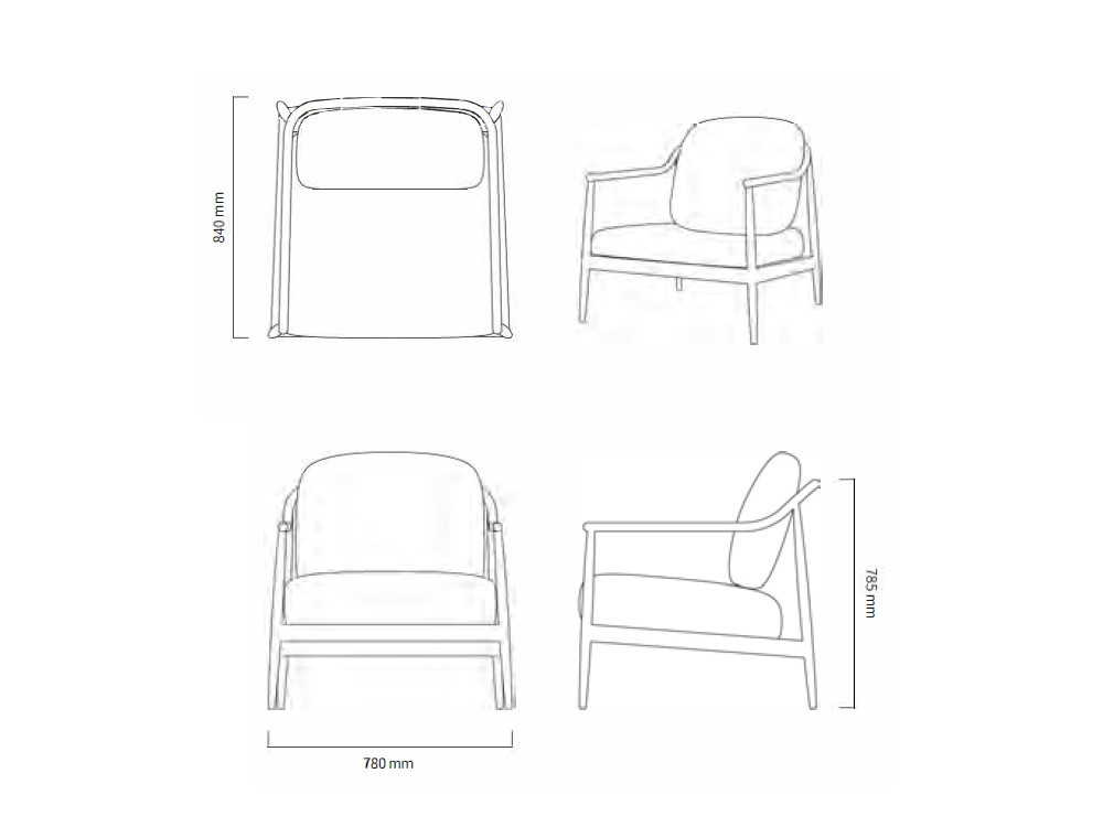 Medidas del sillón para salón exterior Termoli de Agua de mar - Joenfa