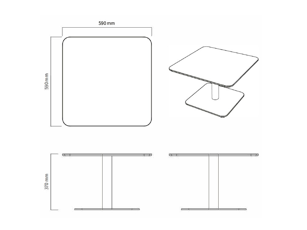 Medidas de la mesa de centro Domenica con sobre de piedra sinterizada