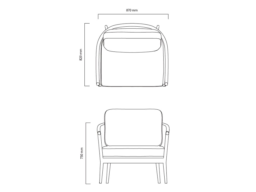 Medidas del sillón para exterior Bianca de Joenfa Agua de mar
